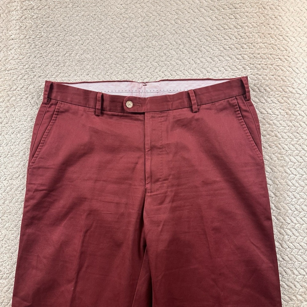 Peter Millar Dress Pants Men's 36x36 Pima Cotton Maroon Chino Office luxury golf - Picture 3 of 15